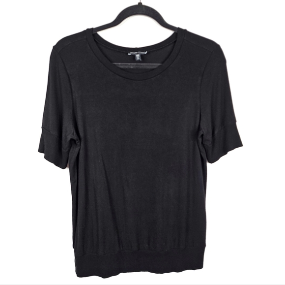Universal Standard Aimee Liquid Jersey Rib Hem Tee - Black - Picture 2 of 7